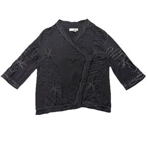 Lauren Michelle Black Embellished Jacket L Whimsigoth Vintagecore Witchy Glam